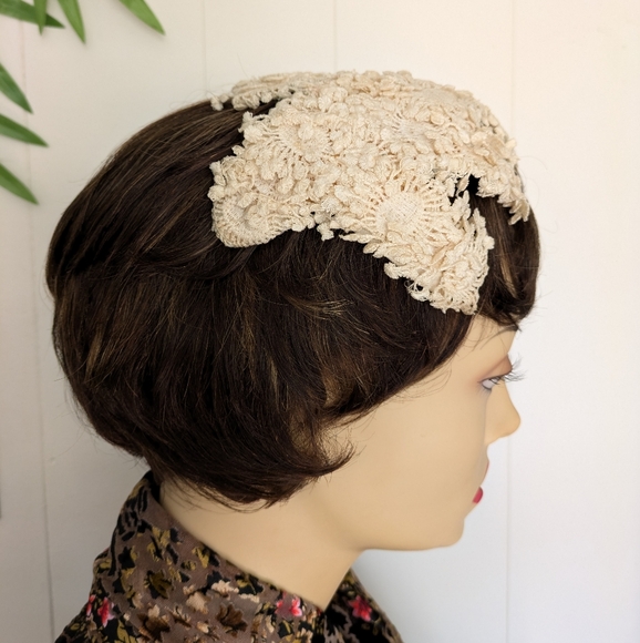 Vintage Lace Floral Headpiece | Unique Bridal or Formal Accessory - Picture 3 of 9